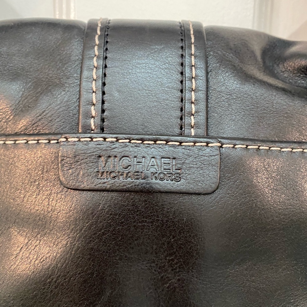Michael Kors Black Leather Shoulder Bag with Buckle - Picture 9 of 14